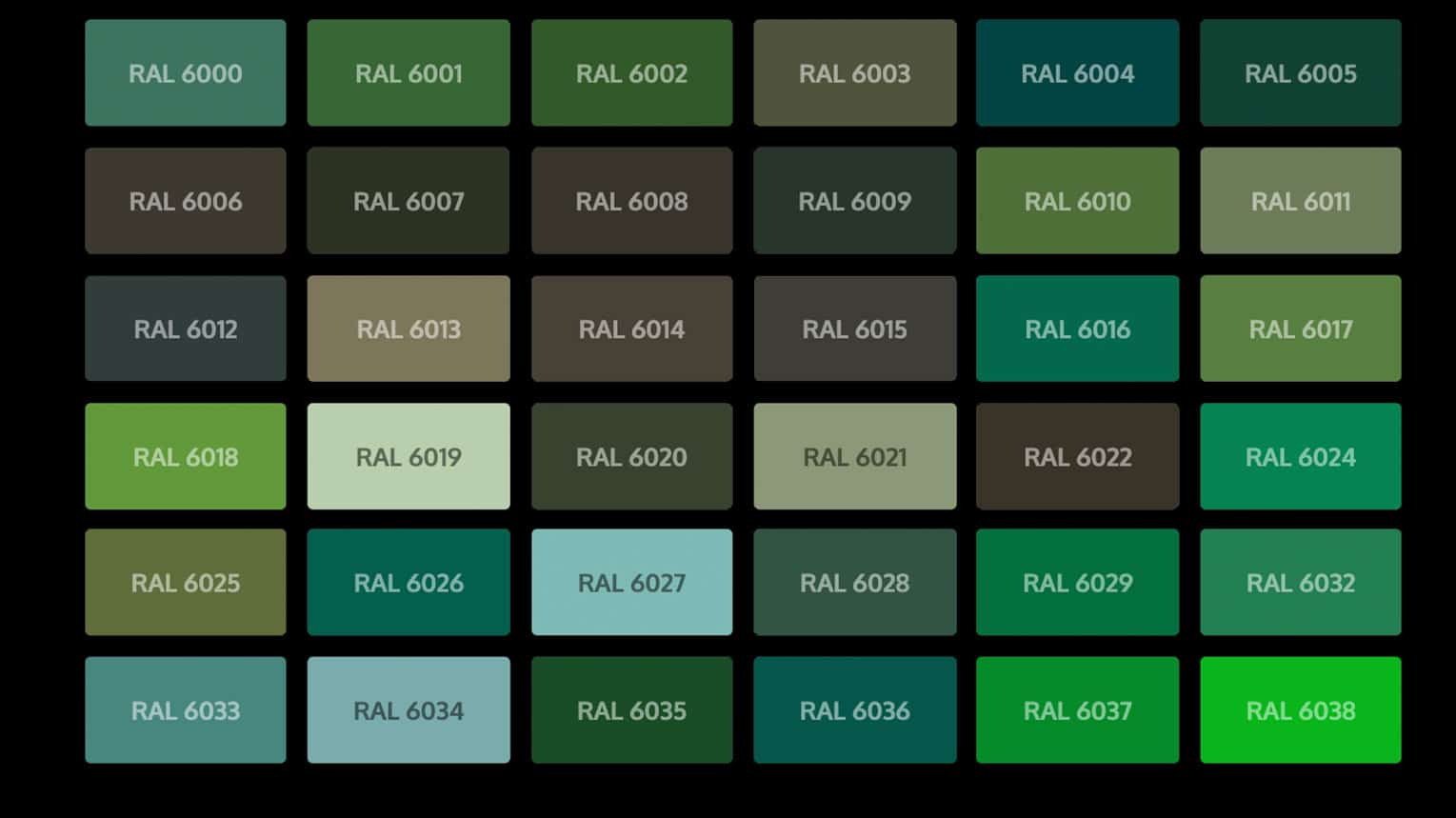 Green Hues RAL