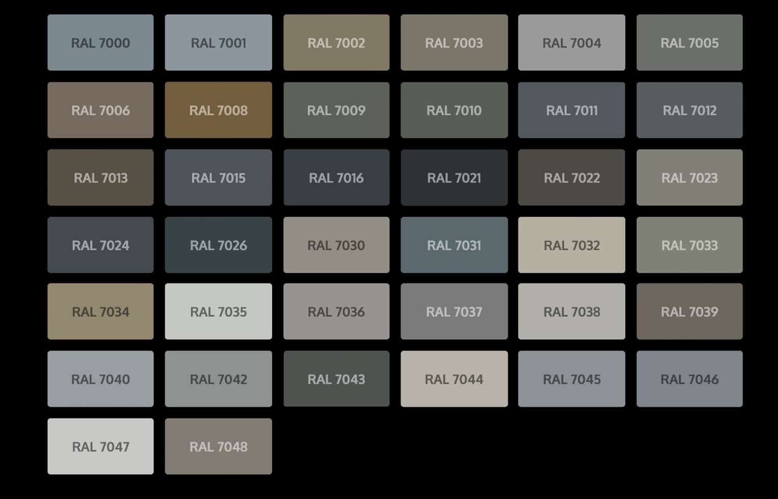 Metallic Grey Colour Chart